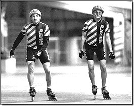 Frank Fedel and Bob Armstead recovering from hard inline skating practice