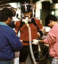 Inline Skater having VO2 max tested - copyright, Frank J. Fedel, C.E.S.